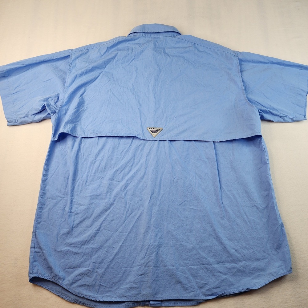Columbia PFG Bahama II Vented Fishing Shirt Mens Large Blue Short Sleeve FM7130 - Picture 7 of 11